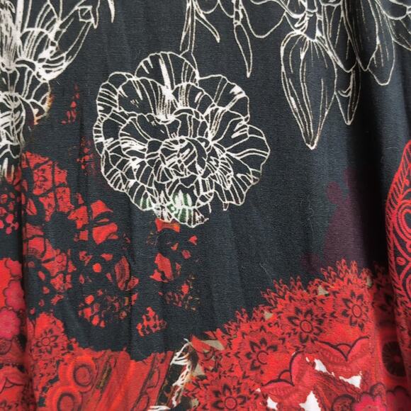 Desigual Red Draped Knot Abstract Print Sleeveless Midi Dress Size M - Picture 2 of 10